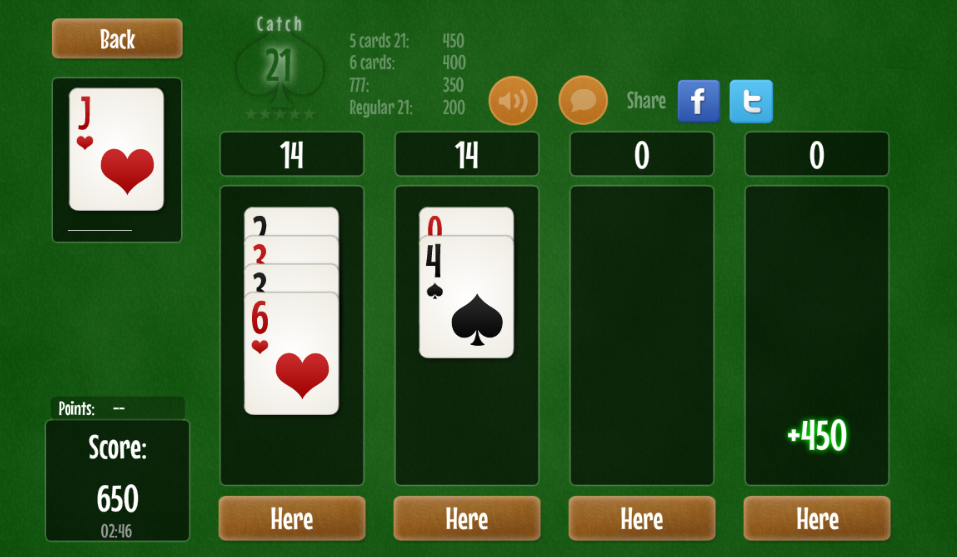 Catch 21 Blackjack Solitaire