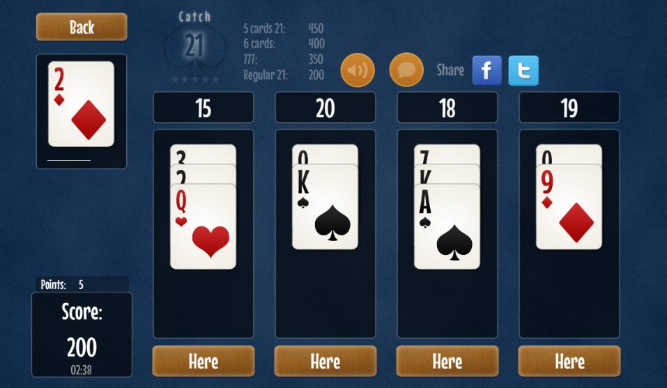 Catch 21 Blackjack Solitaire