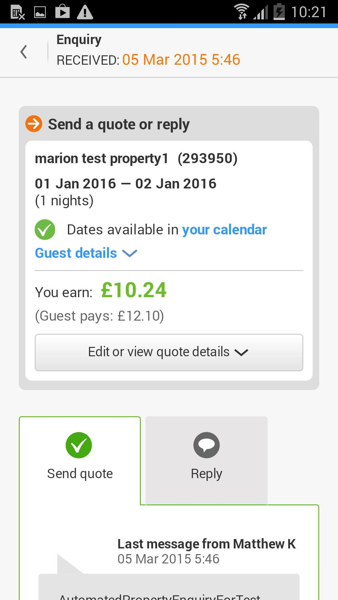 Holiday Lettings owner app