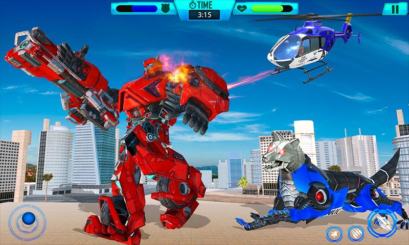 Wolf Robot Transform Helicopter Police Games
