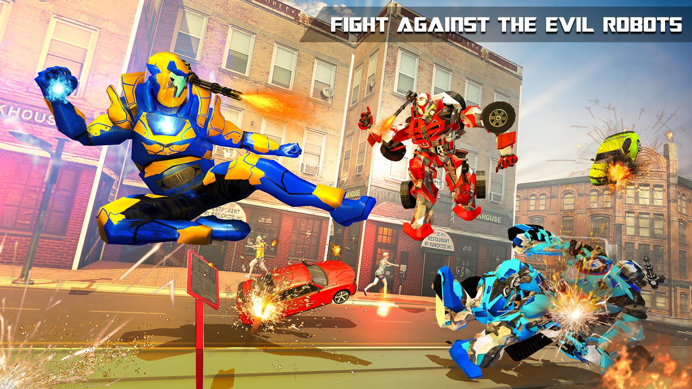 Superhero Flying Robot Rescue: Robot Shooting Game