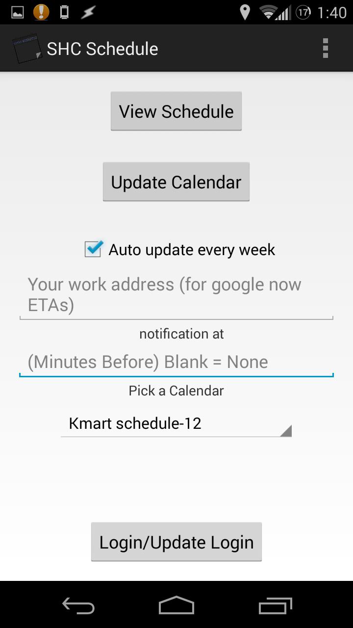 SHC Sears/Kmart work schedule