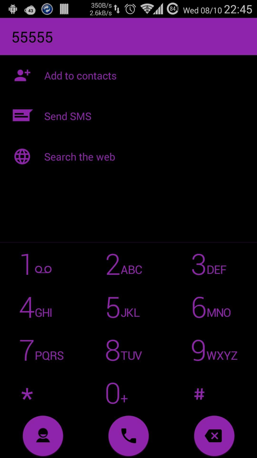Dialer Theme Flat Black Purple
