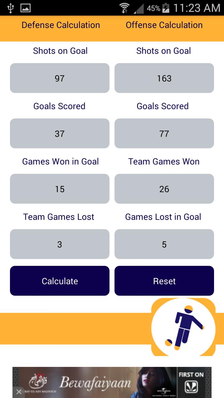 Football Stats Calculator