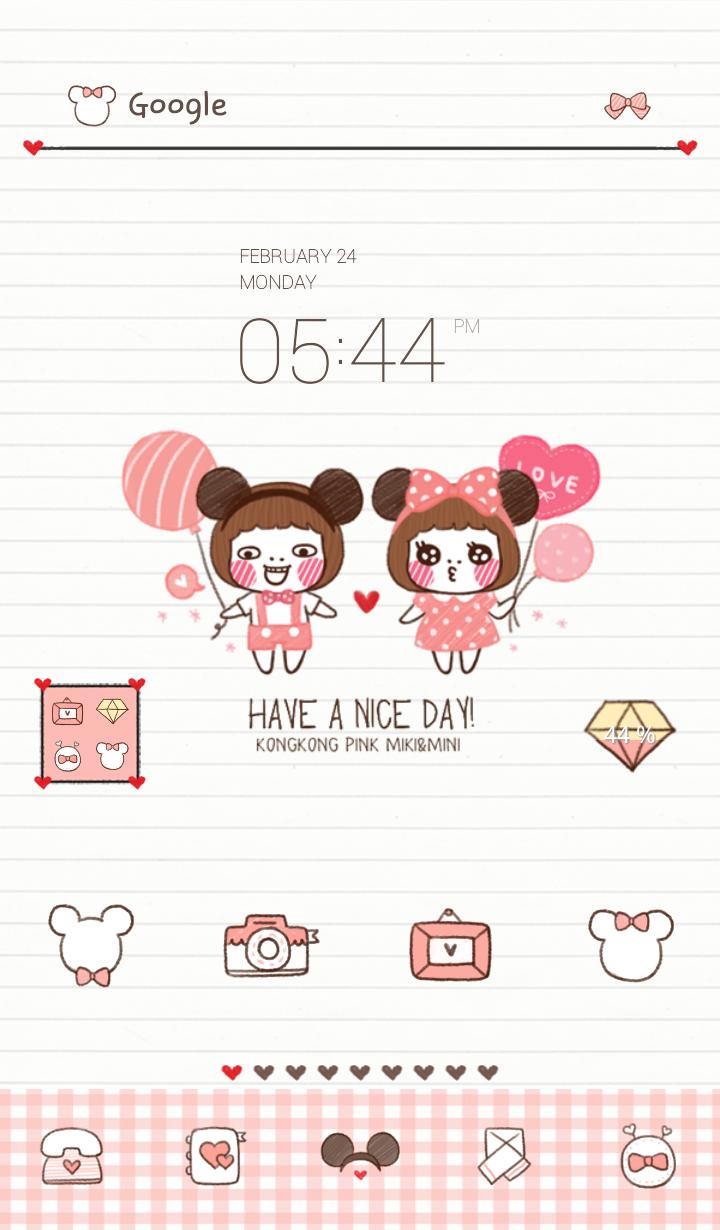 pink miki mini dodol theme