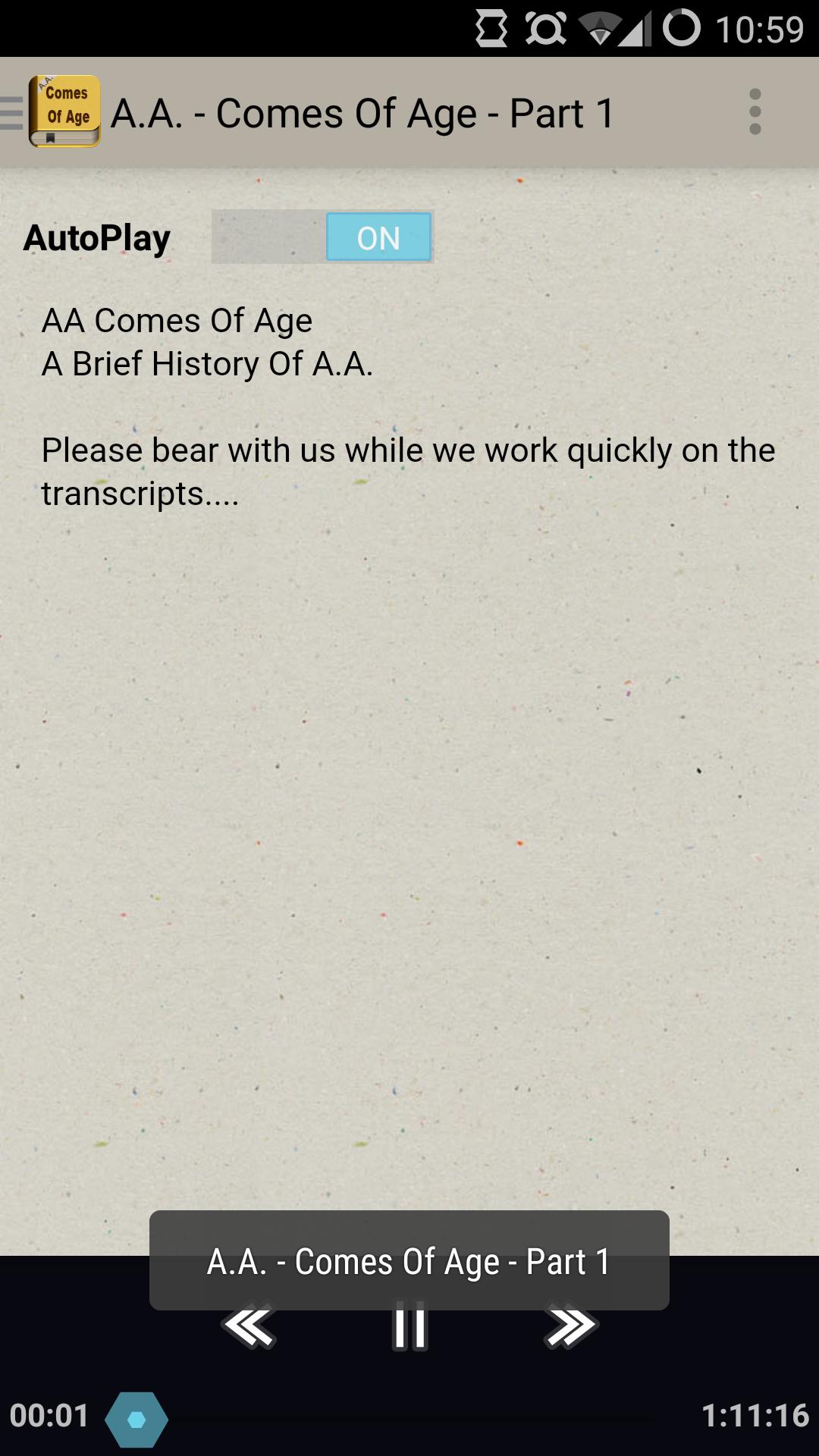 AA Comes Of Age - Audio Book