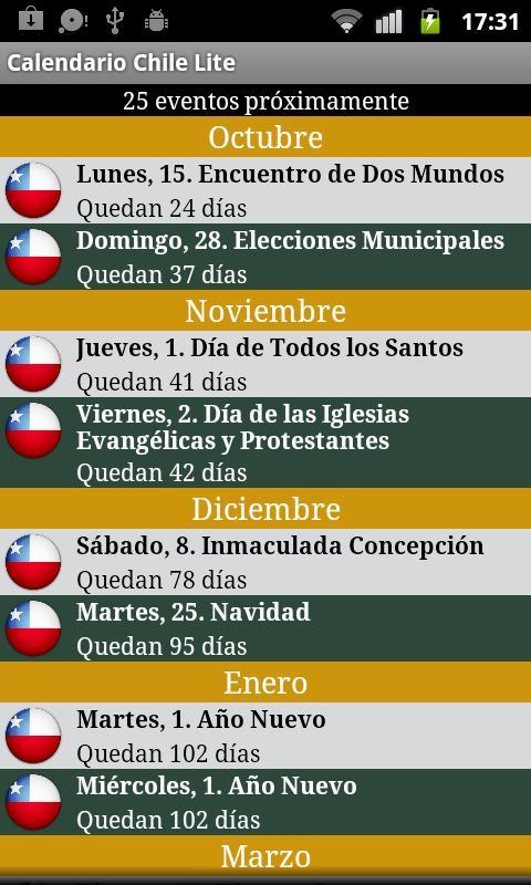 Calendario Feriados Chile