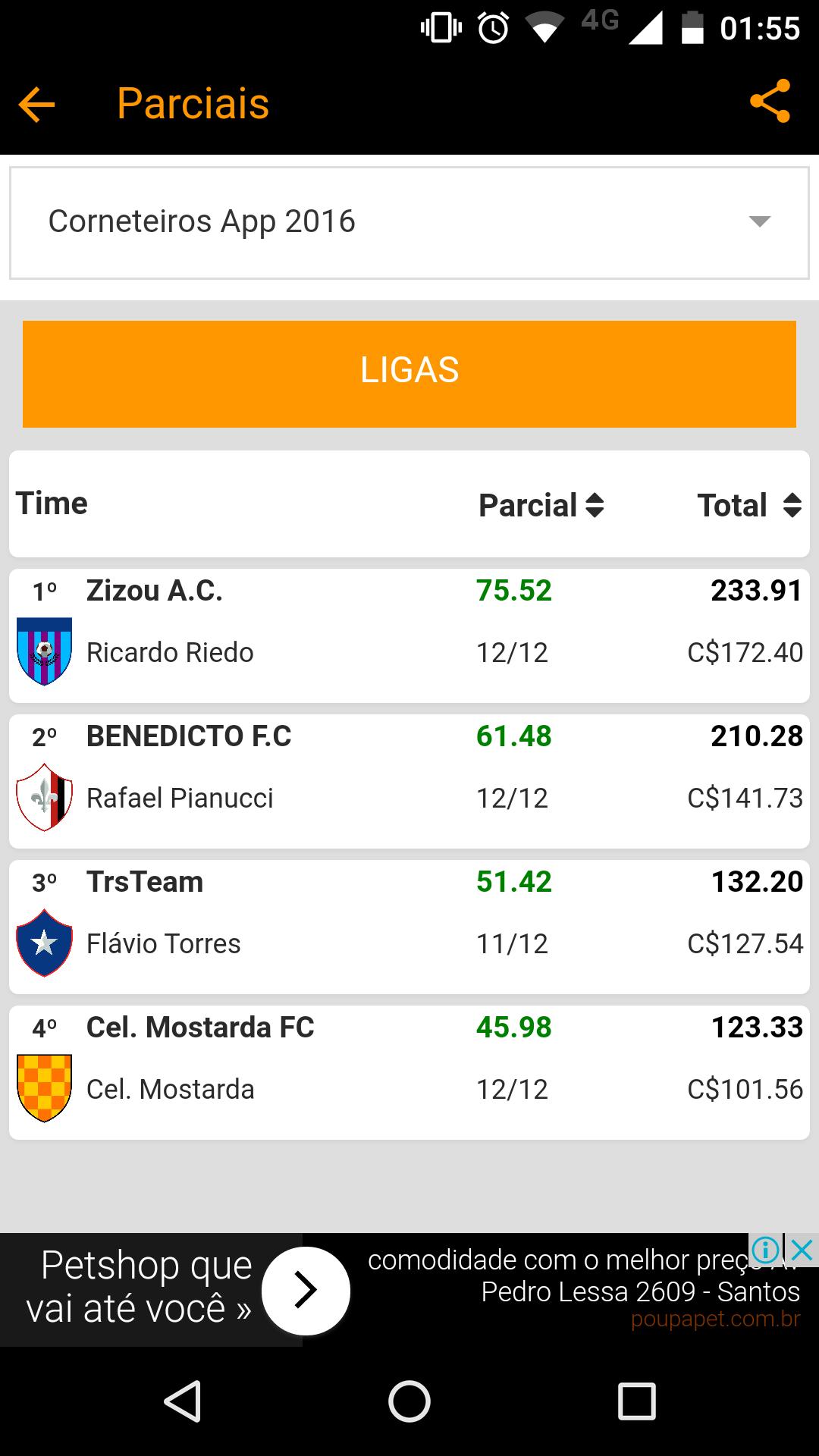 Parciais Cartoleiros 2017