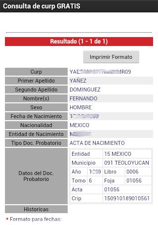 Consulta tu Curp Gratis Online