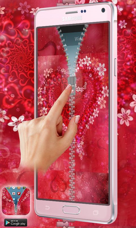 Love Heart Flowers Zipper Lock