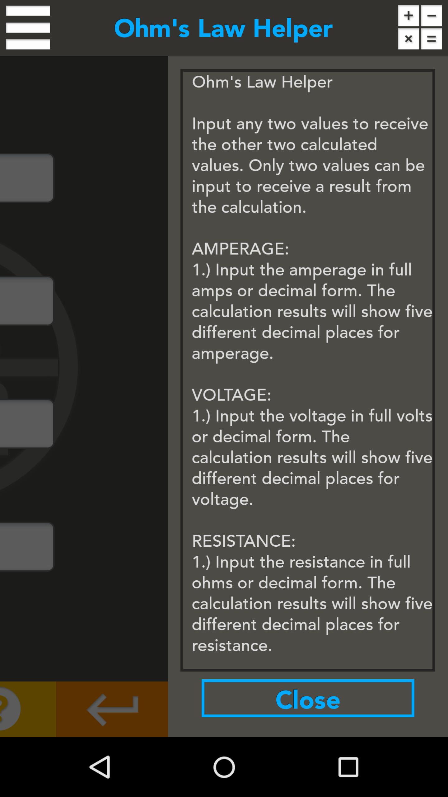 Ohm's Law Helper