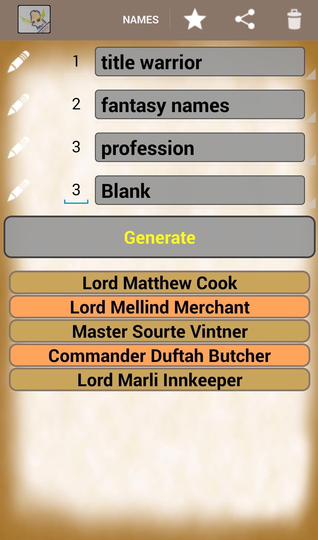 Generate Fantasy Names
