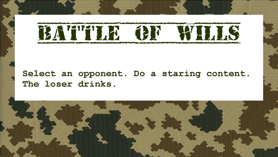 Drinking game: army missions