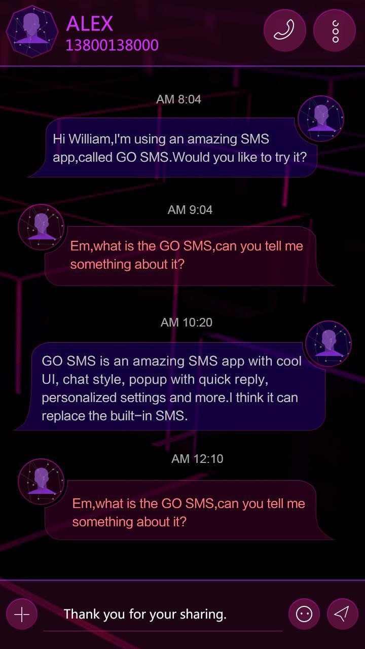 GO SMS PRO PURPLE CHARM THEME
