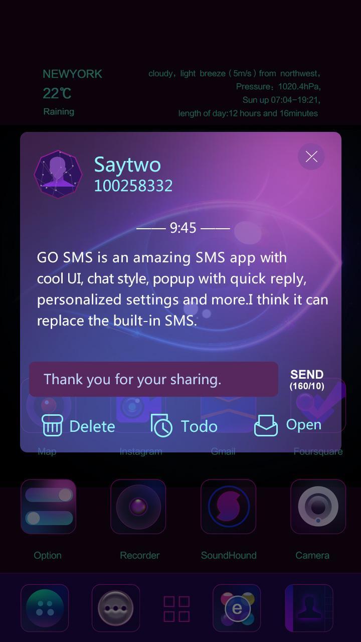 GO SMS PRO PURPLE CHARM THEME